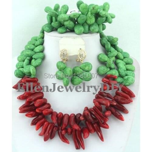Green African hot Jewelry Set Nigerian African Wedding Beads Jewelry Set hot Beads Necklace Set W7301