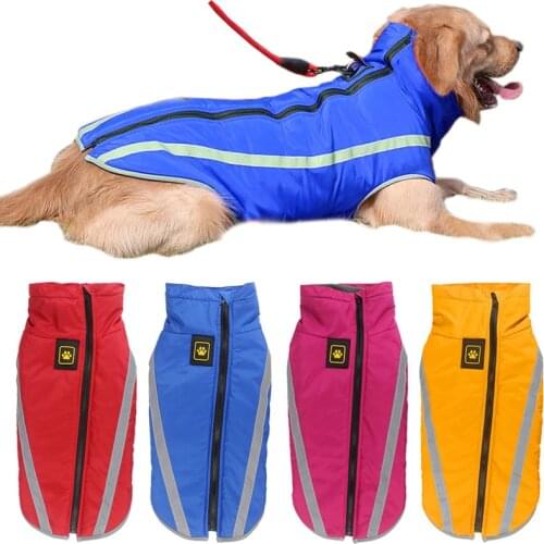 Winter Warm Pet Dog Clothes For Large Dogs Reflective Big Dog Vest Jacket Waterproof Dog Coats Golden Retriever Bulldog Clothing