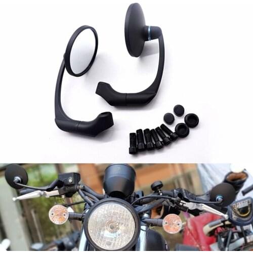 1Pair 8/10mm Black Chrome Round Rearview Bar End Mirror Motorcycle Accessories Cruiser Chopper ATV Scooters Honda Winner