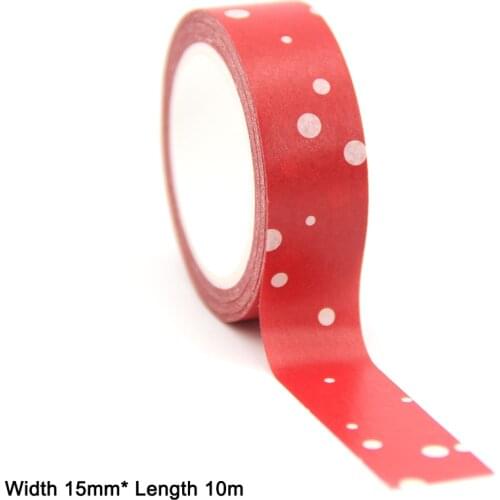 1PC 15MM*10M Red White Dots Washi Stickers Masking Tapes Decorative DIY Stationery office supplies washi tapes