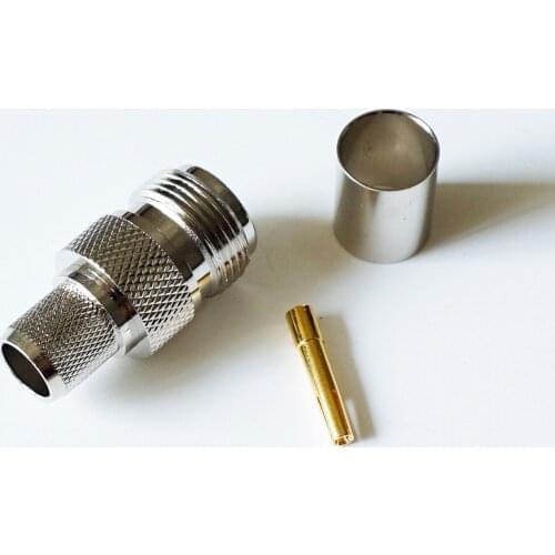 1 Pcs RF Coax Connector Socket N Female Crimp for LMR400 RG8 RG213 RG214 7D-FB Plug Brass RF Coaxial Straight Nickel plated