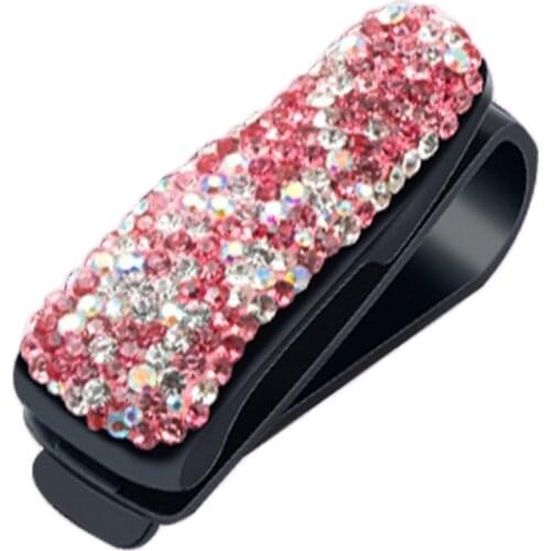 1PC ABS Rhinestone Decoration Glasses Case Clip Sun Visor Glasses Bracket Bill Clip Portable Sunglasses Eyeglasses Car Interior