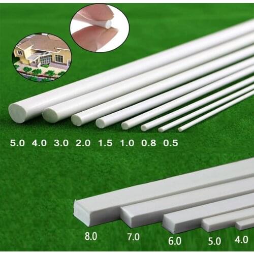 10pcs ABS round solid rod plastic white welding rod DIY house sand table model building stick tool