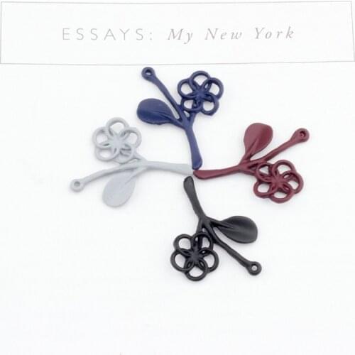 10PCS Alloy Enamel Spray Paint One leaf flower Enamel Charms DIY Accessories For Handmade Jewelry Making Fashion Dangle Charms