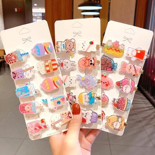 10PCS/Set New Girls Cute Cartoon Ice Cream Hair Clips Kids Lovely Hairpins Headband Barrettes Fashion Hair Accessories Barrettes