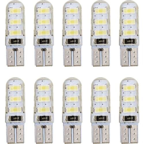 10pcs T10 SMD5730 6leds LED Car Interior Light W5W Marker Bulb Side Wedge parking lamp canbus auto for car styling DC12V