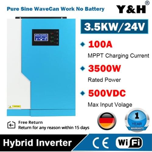 3.5KW Hybrid Solar Inverter Pure Sine Wave 100A MPPT Solar Charge Controller 24V 220V 50Hz/60Hz Off Grid Inverter With Wifi Mode