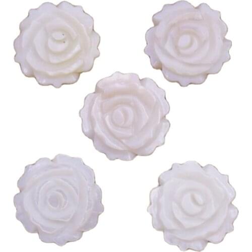 5 PCS Flower Shell Natural White Mother of Pearl DIY Charms 16mm NOT Drilled