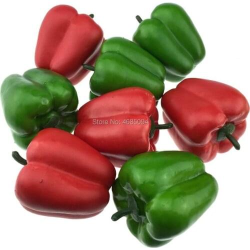 Gresorth 8pcs Artificial Lifelike Big Bell Red Green Pepper Fake Vegetable Home Kitchen Table Food Decoration