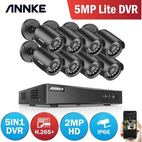 ANNKE 1080P H.264+ 8CH CCTV Camera DVR System 8pcs IP66 Waterproof 2.0MP Bullet Cameras Home Video Security CCTV Kit