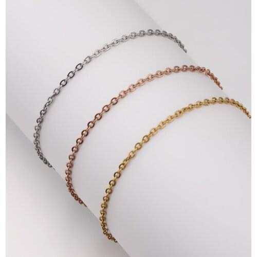 5pcs 316L Stainless Steel 1.5mm Width 15cm Length Rolo Link Bracelet Chain with 5cm Tail for DIY Charm Jewelry Making Findings