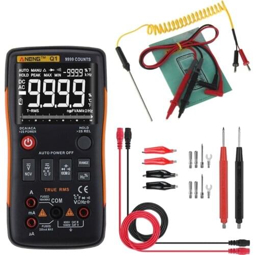 ANENG Q1 True-RMS Digital Multimeter Button 9999 Counts With Analog Bar Graph AC/DC Voltage Ammeter Current Ohm Auto/Manual XJ36