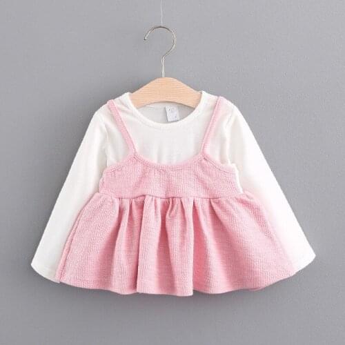 Children Girls Sling Dress Kids Baby Girls Clothes Spring Infant Cotton Strap Stitching T-Shirt Dress Toddler Fashion Clothing