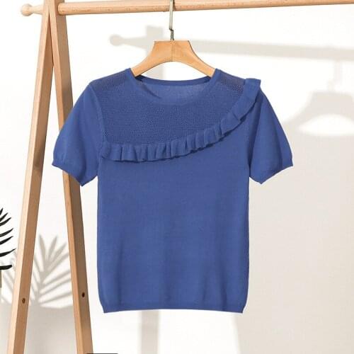 GGRIGHT Korean Tshirt Women Hollow Black Short Sleeve T Shirt Woman Clothes Knitted Slim 2020 Summer Tops Casual Tee Shirt Femme