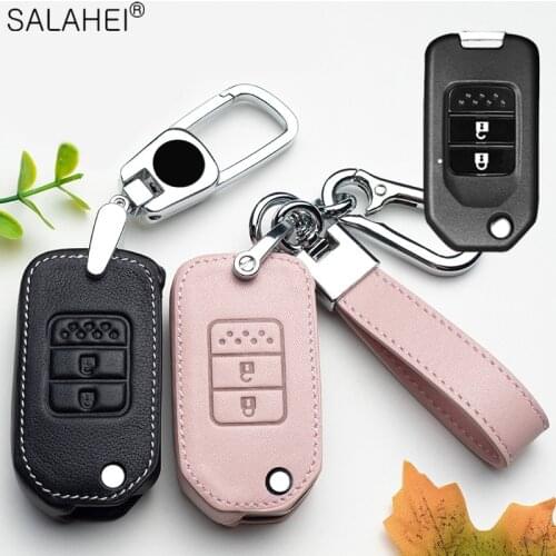 Leather Car Remote Key Case Cover For Honda CivIc HRV CRV XRV Crider Odyssey 2015-2018 Key Protection For Car Accessories