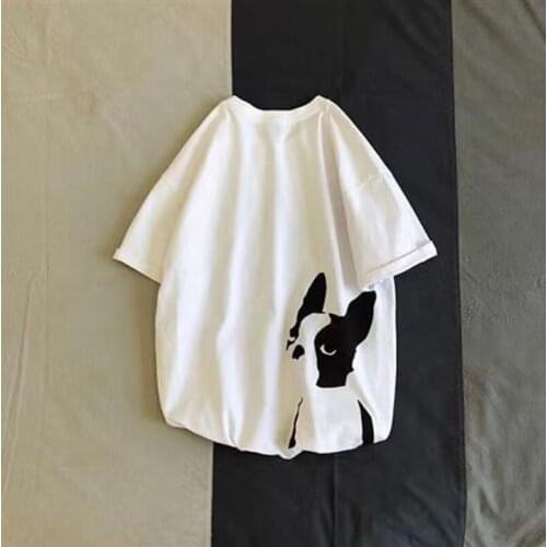 Harajuku Summer 2021 New Youth Dog Hand-Painted t shirts Vintage Teen Hong Kong Style Clothes Personality Men Hip Hop Streetwear