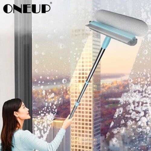 ONEUP Multifunction Glass Wiper Cleaning Brush With Water Box Long Handle Window Scraper Car Windows Washing Home Cleaning Tools