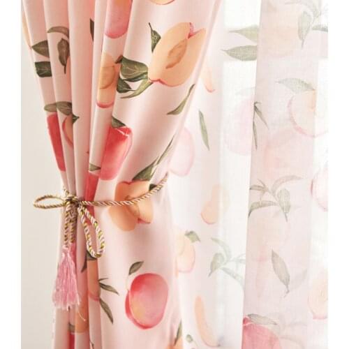 Nordic curtain peach printed curtain gauze half shade curtain sitting room bedroom curtain study curtain balcony custom curtain