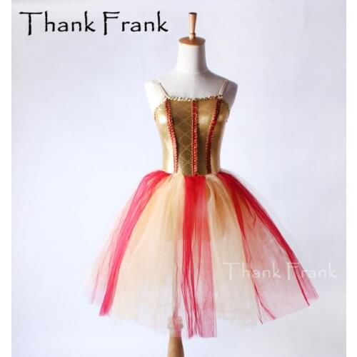 New Metallic Gold Tutu Ballet Dress Girls Kids Princess Adorable Camisole Dance Dresses Women Adult Fairy Ballerina Costume C481