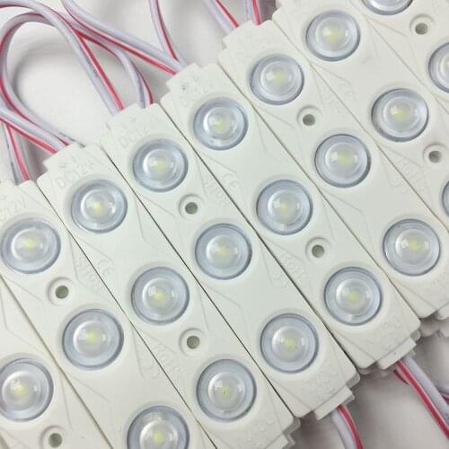 New Ultra brightness 200pcs/lot 2835 3LED injection led module,12V,1.5w,with lens,Waterproof IP65,Aluminum substrate led module