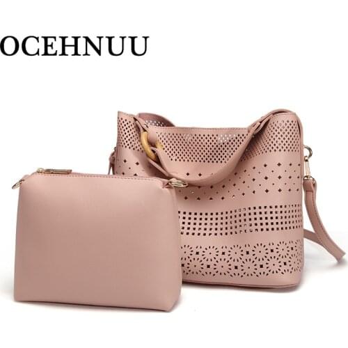 OCEHNUU Fashion Hollow Out PU Handbag Leather Ladies Shoulder Bag Sets Tassels 2020 Women Crossbody Bags Messenger Small Vintage