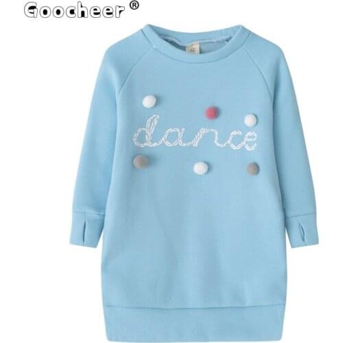 Girls Autumn Winter Dress Kids Baby Girl Clothes Warm Plush Ball Long Sleeve Mini Straight Princess Dresses 1-5 Years