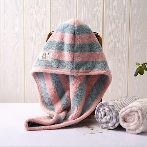 Microfiber Hair Towel Bathroom Bath Towels for Adults Stripe Cute Fashion Hair Dryer Hat Quick Drying Wearable Towel