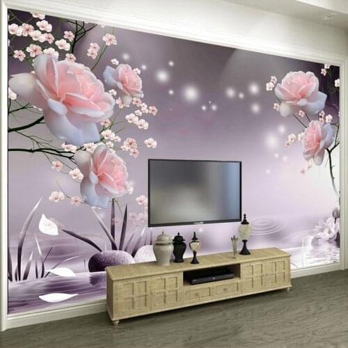 Custom 3D Wall Mural Modern Rose Flowers Wallpaper Living Room TV Sofa Bedroom Romantic Home Decor Papel De Parede Sala Frescoes