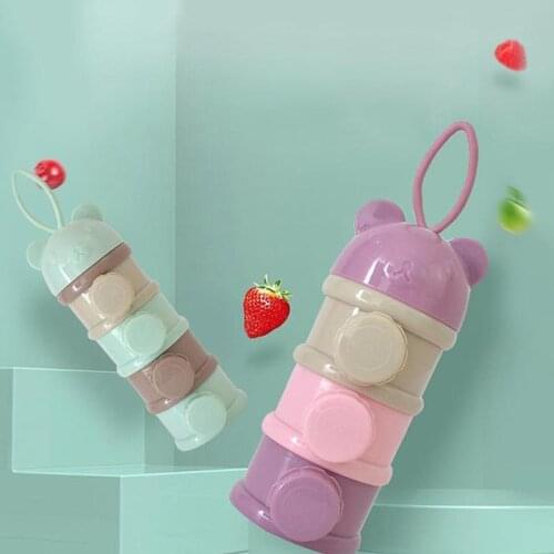 3 Or 4-layers Bear Style Portable Baby Food Storage Box Essential Cereal Cartoon Infant Milk Powder Box Toddle Snacks Container