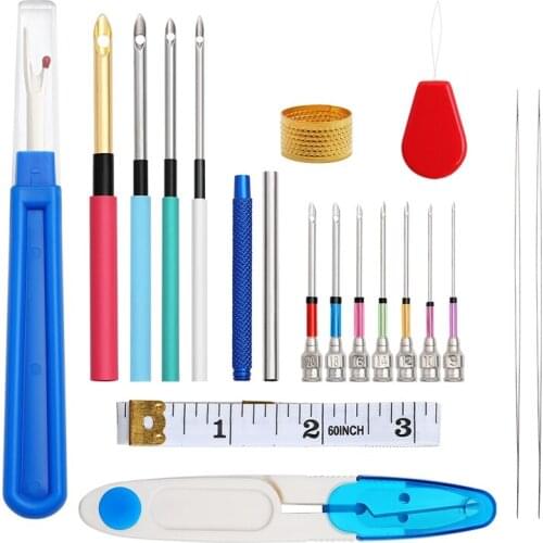 Russian Embroidery Needle,Punching Needle Tool Kit 50 Colors Embroidery Thread Perforated Needle for Cross Stitch