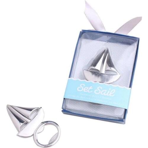 Silver Sailing Sail Boat Bottle Opener Openers Metal Beer Drink Accessory Sailboat for Wedding Birthday Party Gift LX1425