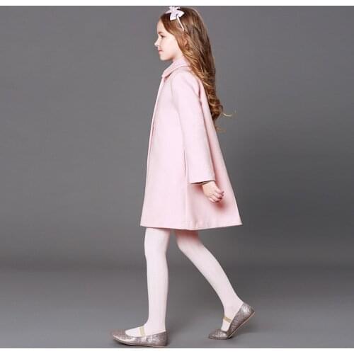 Girls woolen overcoat woolen overcoat long pink overcoat for girls and children in Europe and America