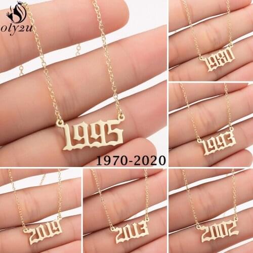 Special Date Year Number Necklace Women Men Personalize Custom Year 1975 1980 1990 2019 Birthday Gift from 1970 to 2020