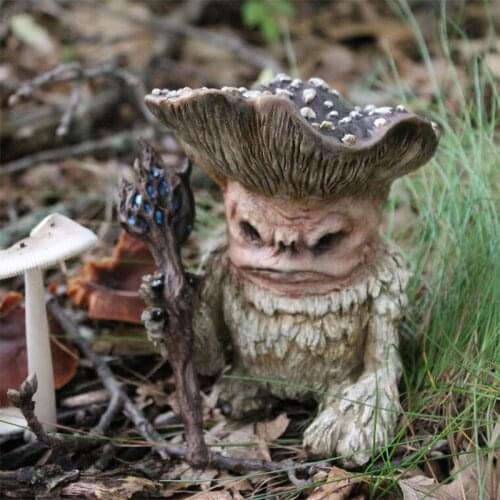 Fairy Mushroom Monster Elf Shaman Wizard Troll Statue Resin Crafts Figurine Outdoor Garden Statue Decoration Garden decoration