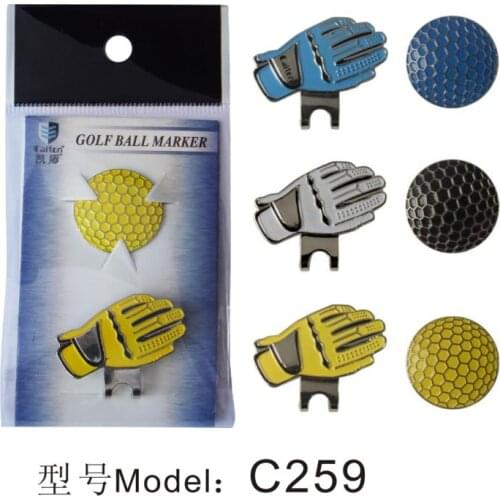 Pack 3 Pcs Magnetic Golf Ball Mark w Glove Design Golf Hat Clip Blue Yellow White Golf Marker Mark Ball Position Drop Ship
