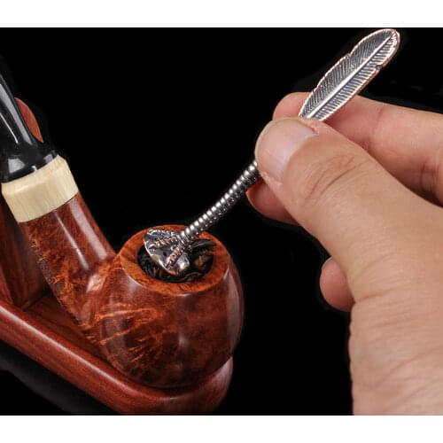 High Quality 1pcs Brass silver Tobacco pipe Tool handmade feather Shape Tamper, Reamer For Smoking Pipe Smoking accessories