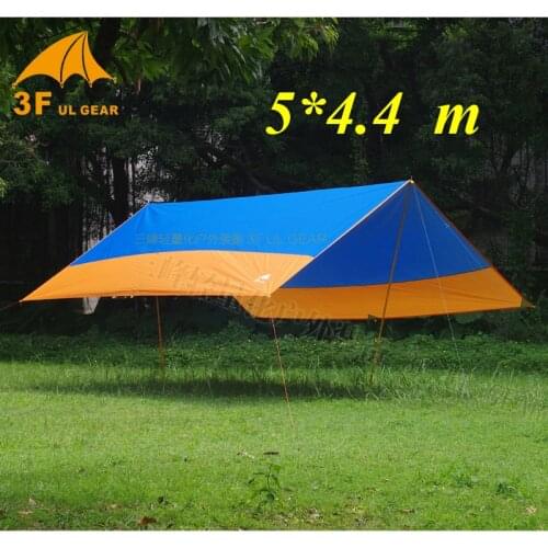 High Quality 3F UL Gear 5*4.4m Rectangle 210T Polyester PU Silver Coated Large Outdoor Tarp Shelter Beach Awning