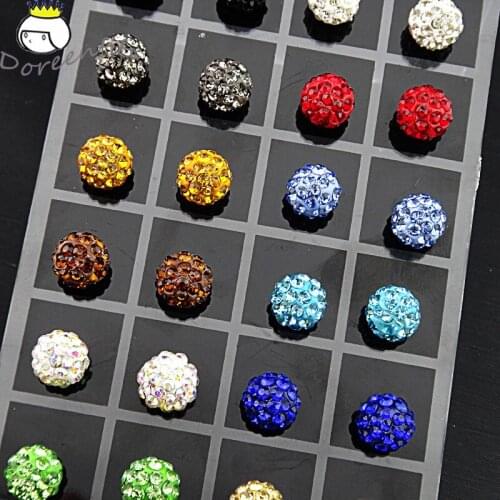 Mix Colors 12Paris Trendy Brand Earrings Top Quality Ball Crystal Stud Earring For Women Mens Brinco Wholesale Fashion Jewelry