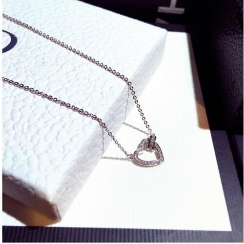 Korean Fashion Personality Love CZ Female Pendant Necklace O Word Chain Wedding Ball Valentines Day Jewelry Couple Gift