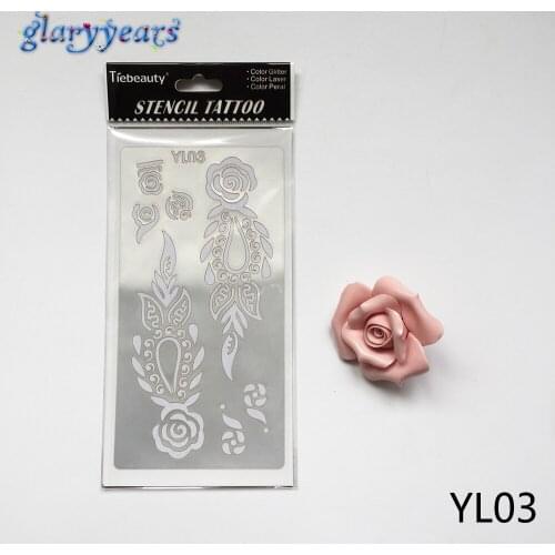 1 Sheet Professional Flower Tatoo Template Henna Body Art Tattoo Stencil YL03 Mehndi Sexy Women Men Body Painting Tattoo Sticker