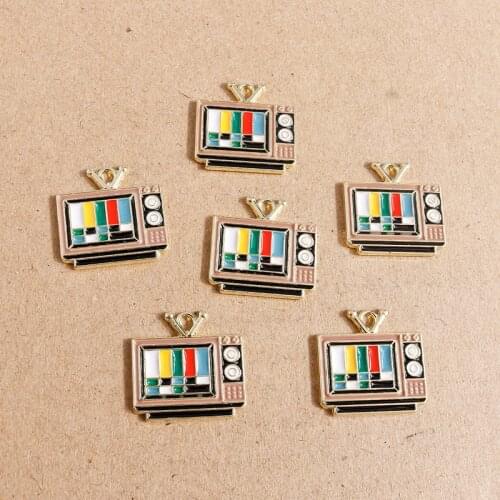 10pcs 20*20mm Alloy Enamel Recorder Radio Charms for Jewelry Making DIY Necklaces Earrings Pendants Handmade Crafts Accessories