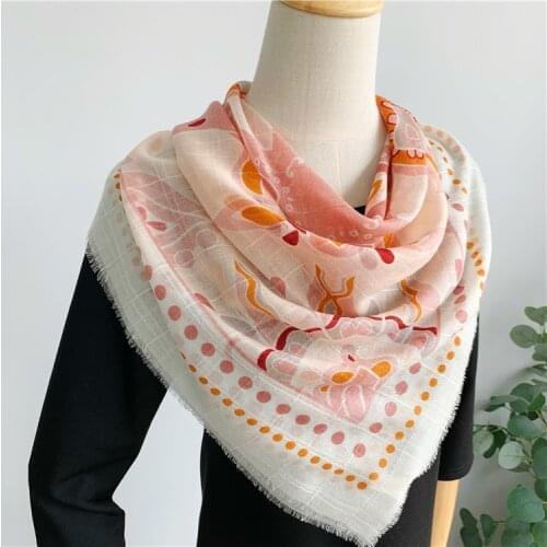 100% Wool Pashmina Cashmere Scarf Women Orange Shawls Wraps 100*100cm