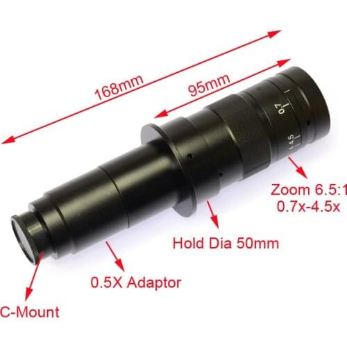 2021 NEW 0.7X~4.5X Magnification Zoom C-Mount 180X Objective Lens for Microscope Camera Mobile Repair Soldering