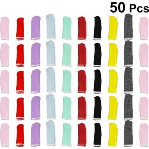 50pcs Cotton Finger Cover Sweat-absorb Finger Protective Sleeves Breathable Fingertip Cover for Men Women (Random Color)