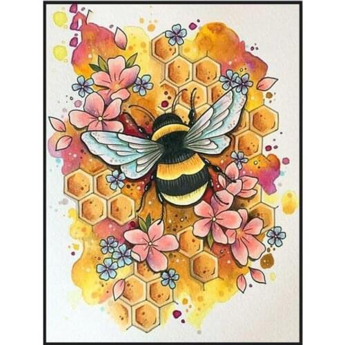 5D DIY Full Round/Square Diamond Painting Bee Picking Flowers Cross Stitch 3D Embroidery Rhinestone Mosaic Home Decor Art Y706
