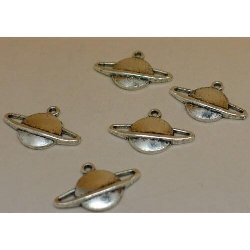 ALY 200 Pcs/lot Vintage Silver Saturn Charms Astronomy Lovers Celestial Pendants 13x20mm Jewelry Supplies