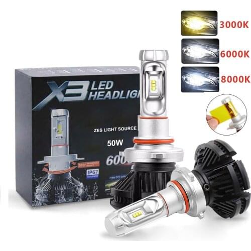 Auto Kit LED H7 6500K 8000LM H1 H8 H3 H8 H9 H11 9005 HB4 H13 Car Led Bulbs X3 LED Headlight 6000LM 50W H4 Bulb Bright lamp Light