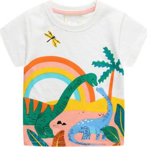 Bambino 2021 New Tees of Children 2-7 Years Dinosaur T shirt for Kids Girl Rainbow Tops Clothing Baby Clothes Child Costume