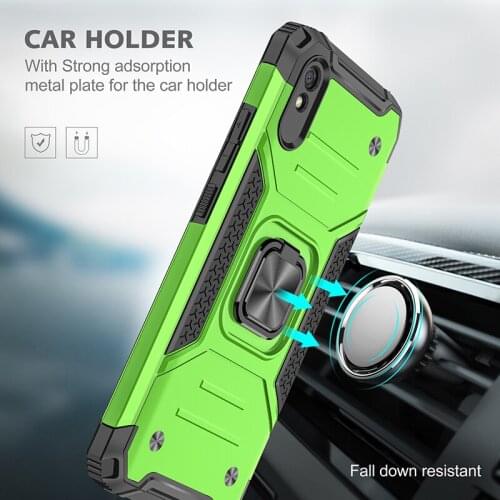 Armor Shockproof Case For Xiaomi Redmi 9 9A 9C 9 Prime Power Magnet Holder Ring Cover Funda M2004J19G, M2004J19C Redmi9 9 a Capa