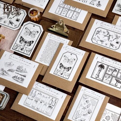 Black Ink Animal Butterfly Bird Sketch Foam Stamps for Letters Diary Hand Account Invitation Card Decoration Gift Seals Chop
